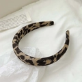 Plush leopard print headband in brown and black fabric on white textile background - 3cm / Leopard Print