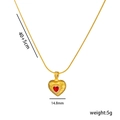 18k vergulde ketting met hartvormige hanger, rode zirkoon en afmetingen op wit - Robijn Hart (8924)