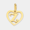 Pendentif cœur évidé en acier inoxydable doré avec lettre Z pour bijoux - Lettre Z