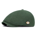 Grün-karierte Schiebermütze mit M-Patch im klassischen britischen Retro-Stil für den Sommer - Verstellbar (57-61cm) / Grün Karomuster