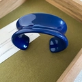 Modern klein blue acrylic open bangle with a wide glossy geometric design for women - Wide Open Glossy Style (100#) / Dark Blue