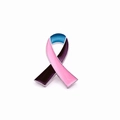 Three-color enamel ribbon brooch pin in pink, purple, and teal for awareness campaigns - Dark Green + Pink + Purple