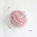 Pink fur Christmas ball with sequins and pearls, 8cm diameter, festive tree ornament - Pink Beaded Faux Fur Ball