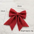 Sparkly red sequin Christmas bow decoration 20x23cm for tree topper and party ornament - 20cm Red