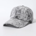 Berretto da baseball in velluto grigio argento con trama marmorizzata e stile casual - Taglia unica / Grigio