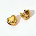 Eleganti orecchini a cuore in acciaio inossidabile dorato con finitura lucida - Cuore (KDE2160) / Oro