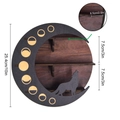 Detailed dimensions of moon-shaped wooden shelf with wolf silhouette for crystals - Moon Wolf Brown (MZ248B)