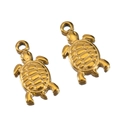 Coppia di ciondoli a tartaruga dorati con rilievo 3D per la creazione di gioielli fai da te - Tartaruga - Oro