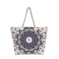 Detail of bohemian canvas tote with rope handles and colorful mandala patterns - Blue Purple Mandala Pattern (jiayingstb30)