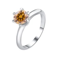 S925 sterling silver six-prong ring featuring a round cut orange-yellow moissanite stone - Adjustable Open / 3-carat Champagne Gold Moissanite (gra Certificate)