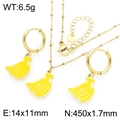 Parure de bijoux dorés avec pendentif banane en émail jaune et boucles d'oreilles - Style Banane (KS226957-Z)