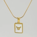 Collana in acciaio inossidabile placcato oro 18K con ciondolo rettangolare zodiaco Toro - Toro