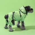 Waterproof green pet raincoat with reflective strips and hood for dogs on green background - S / Green