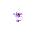 Purple silicone bat straw cover cap with cute wings for 10mm Halloween party straws - Fanged Bat