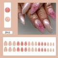 3D pink flower press-on nails with pearl white and blush pink gradient design - Blush Peach Blossom Style (Z912) / 24 Pieces (With Glue)