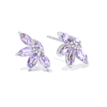 Orecchini a fiore in argento S925 con zirconi viola dal raffinato taglio marquise - Tono Argento Con Zirconia Viola
