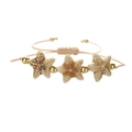 Handmade woven starfish bracelet with ceramic brown marble beads and gold accents - Copper Beads + Khaki Starfish