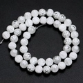 Macro view of white millefiori glass beads with floral patterns for DIY jewelry - White White Flower