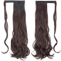 Deep brown wavy ponytail extension with wrap-around velcro attachment for women - Medium Brown