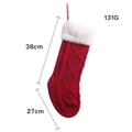 Red knit Christmas stocking with white faux fur cuff and hanging loop 38x27cm - Red