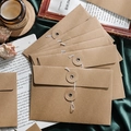 Vintage brown kraft paper envelope set with string and button closure for stationery - String Tie Envelope Bag