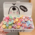 Lot d'élastiques cheveux pour enfants avec breloques fruits et fleurs en boîte - Ensemble de 80 pièces aléatoires sac OPP