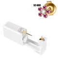 Disposable ear piercing gun tool with 316L stainless steel pink flower earring - 52-669 (Gold Gradient Pink Flower)