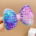 Girl's hair clip with oversized gradient blue and purple sequin bow for kids - Gradient