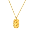 Collana con ciondolo ovale Cancro dorato con rilievo di granchio e zirconi incastonati - Cancro
