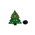 Christmas tree enamel pin featuring yellow star sunglasses and decorative bulbs decoration - Christmas Tree with Star Sunglasses (CZ0452-2)