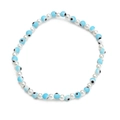 Evil eye beaded bracelet with light blue and white round beads in a Turkish style - Light Blue and White Eye Style (BE830LBU00)