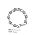 Macro view of 10mm wide stainless steel chunky link bracelet with lobster clasp - Style 11-10mm Oval Link Chain