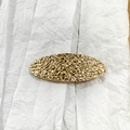 Oval hair clip featuring a textured gold-tone finish on elegant pleated white paper - 1# Gold (Textured Oval)