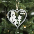 Decorazione natalizia in legno grigio a forma di cuore con pupazzo di neve - Pezzo Singolo / Stile Cappello Grigio Con Cuore