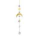 Hanging crystal wind chime suncatcher with gold moon and star accents in AB color finish - Model SY-03