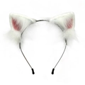 Cerchietto con orecchie di gatto in peluche bianco e rosa per cosplay e accessori moda - Bianco Rosa