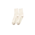 Classic cream ribbed cotton knee-high socks with vertical knit pattern for women - Ribbed Slouch Socks (White)