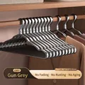 Gunmetal grey aluminum alloy hanger with non-slip notches, 41cm width size - Gun Gray【1.5cm】
