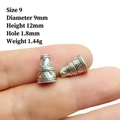 Macro detail of antique silver bead cap showing embossed floral texture and 9mm dimensions - 9# Silver (9x12mm)