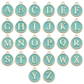 Golden alphabet pendant set with Tiffany blue enamel from letters A to Z for DIY jewelry - Full Set of 26 Letters / 26PCS/SET / Green