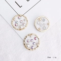 DIY 18mm gold heart earring pendant with white resin, pearls, and colorful rhinestones - Round