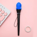 Creative blue and black bounce gel pen with cartoon rocket design and black lanyard - Rocket Jumping Pen/Blue