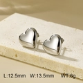 Silver-toned 18K stainless steel heart-shaped earrings, dimensions 12.5mm by 13.5mm - 12.5x13.5mm / Steel (KE58943-Z)