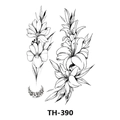 Waterproof temporary tattoo sticker TH-390 with black and white floral line art patterns - Th-390 / 210*148mm