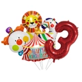 Set palloncini circo con leone, zebra, clown e numero 3 per decoro compleanno bimbi - Set a Tema Circo (Numero Tre)