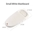 Small white plastic washboard with non-slip wavy surface and hanging hole for home use - Small / White