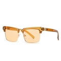 Vintage half-rim square sunglasses with amber tortoise frame and orange lenses - Tea Frame Tea Lens
