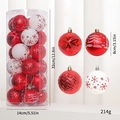 Weiß-rotes 8cm Weihnachtsball-Set in zylindrischer Box mit Größenangaben für Deko - Rot & Weiß 24 Stk