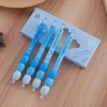 Set of 4 ocean-themed blue retractable gel pens with ergonomic soft silicone grips - Blue Ocean (4 PCS/Box)