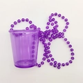 Purple translucent party cup set with matching plastic beaded necklace for festivities - Purple